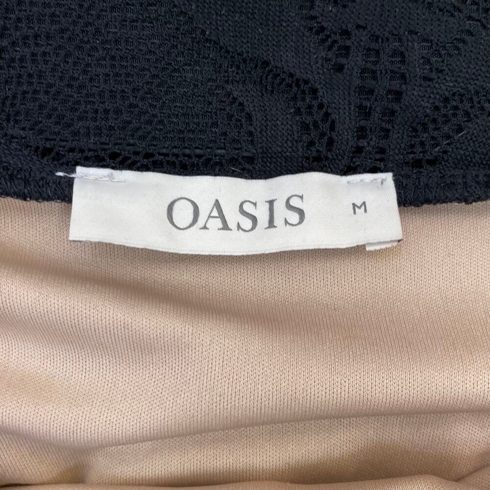 Oasis Black Lace Nude Overlay Pleated Midi Skirt Medium - Picture 5 of 7